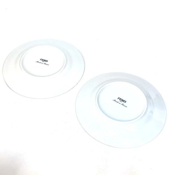 FENDI 7AC047 Porcelain Tableware Set of 2 Oorlock plates The dishes Unused - Picture 2 of 3